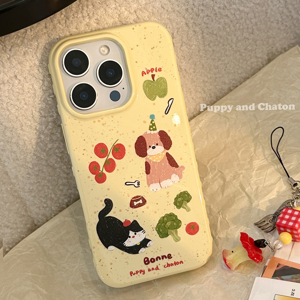 Ins Dễ Thương Rau Mèo Chó Hoạt Hình Silicon Có Dây Xích Cho Iphone 17 117pro 16 15 14 12 13 PRO MAX 