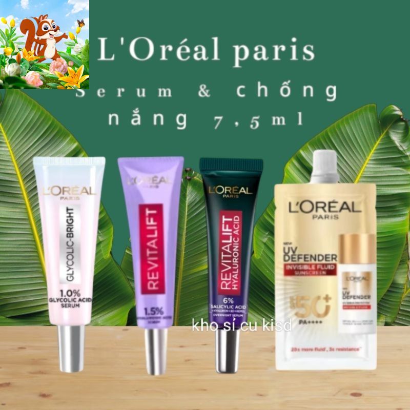 [COMBO 2] Kem chống nắng Loreal - Serum Loreal giảm mụn, nhỏ lỗ - Serum Loreal mờ thâm nám - Serum L