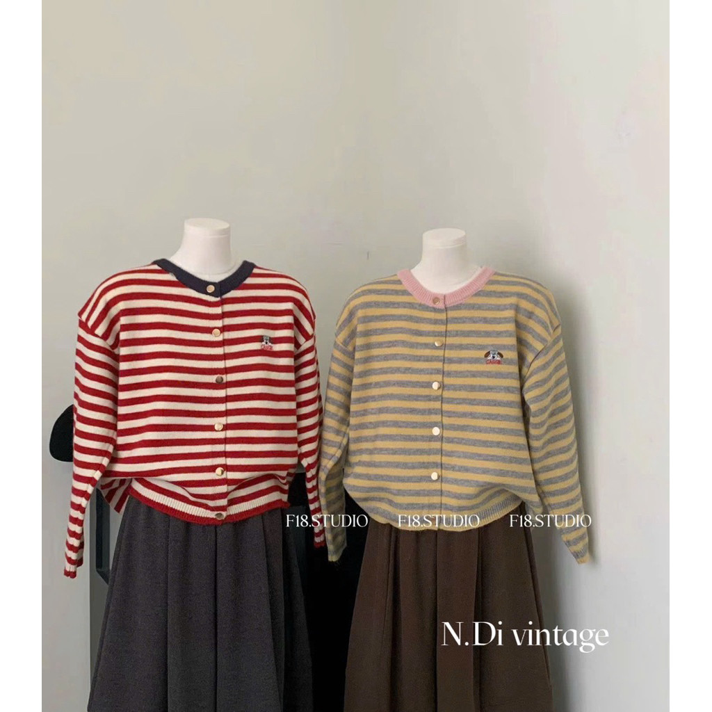 1102NDI2- Áo len cộc kẻ ngang f18“𝐋𝐀𝐔𝐑𝐀 áo len thời trang màu xinh xỉu len f18