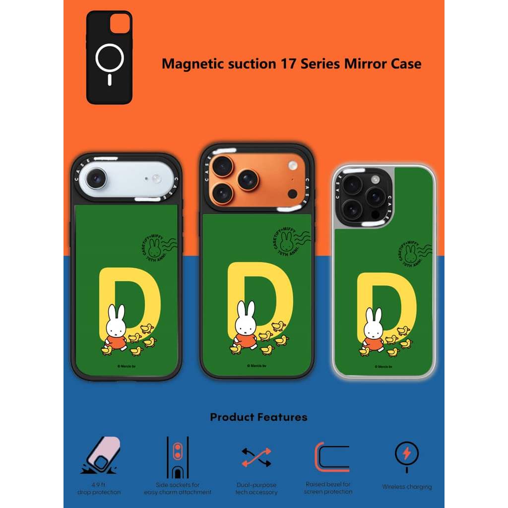 CASECASE X Miffy Custom Initial-D Case Miff Black & Sliver Mirror Vỏ iPhone hút từ tính cho iPhone 1