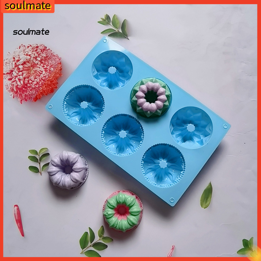 Linh hồn| Khuôn Nướng Bánh Donut Khuôn Silicon Bánh Donut 6 Khoang Silicon Bánh Donut Chảo Chống Dín