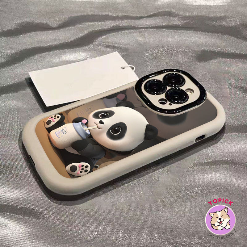 Panda Drinking Milk Phone Case for IPhone 17 16 15 14 13 12 11 SE2020 Cartoon Phone Cover for IPhone