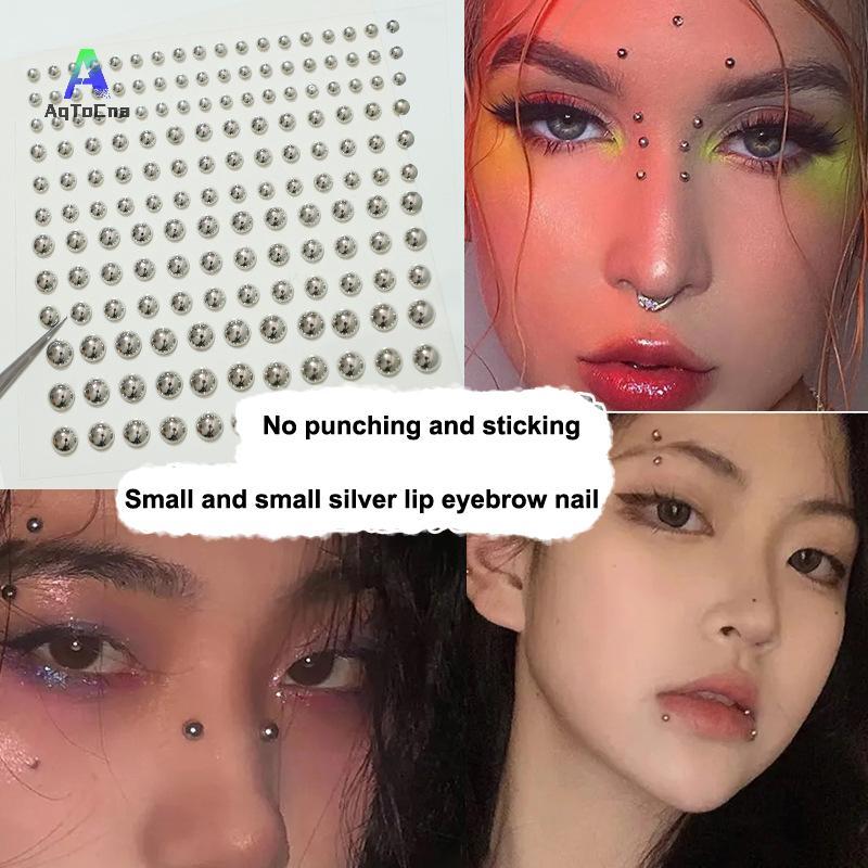 (AqToCna) 110 / 162 / 165 / 180 / 320 Cái / tờ Giả Lông Mày Xuyên Môi Giả Labret Studs Dính Trên Mũi