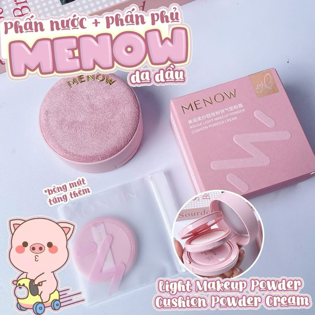 (XINH XINH) Cushion kèm phấn phủ 2in1 Menow