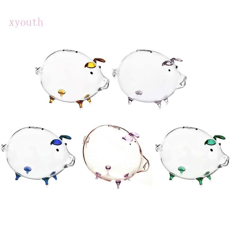 Xy Pig Piggy Bank Transparent Coin Box Cute Glasses Storage Souvenir Birthday