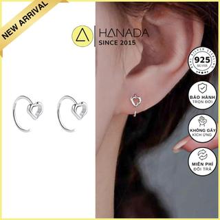   BẢO HÀNH TRỌN ĐỜI  Bông tai móc Bạc 925 HANADA Trái Tim Trơn  Khuyên Tai Trơn Đơn Giản Mang hằng ngày Nam Nữ 2736 C7 