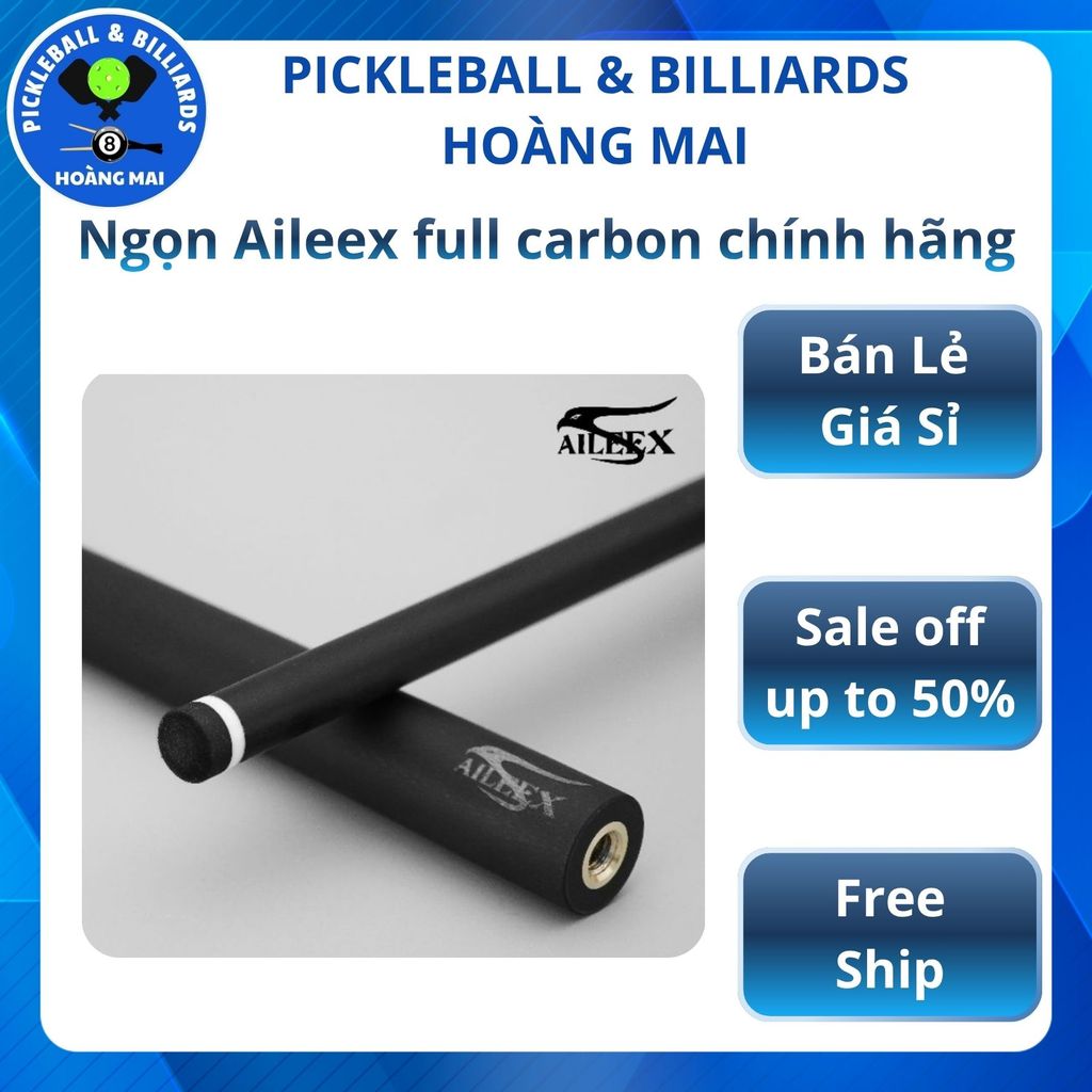 [Ngọn Aileex] Lẻ ngọn cơ bida, ngọn AILEEX full carbon 12.5mm, ren 5/16/18, hàng chính hãng