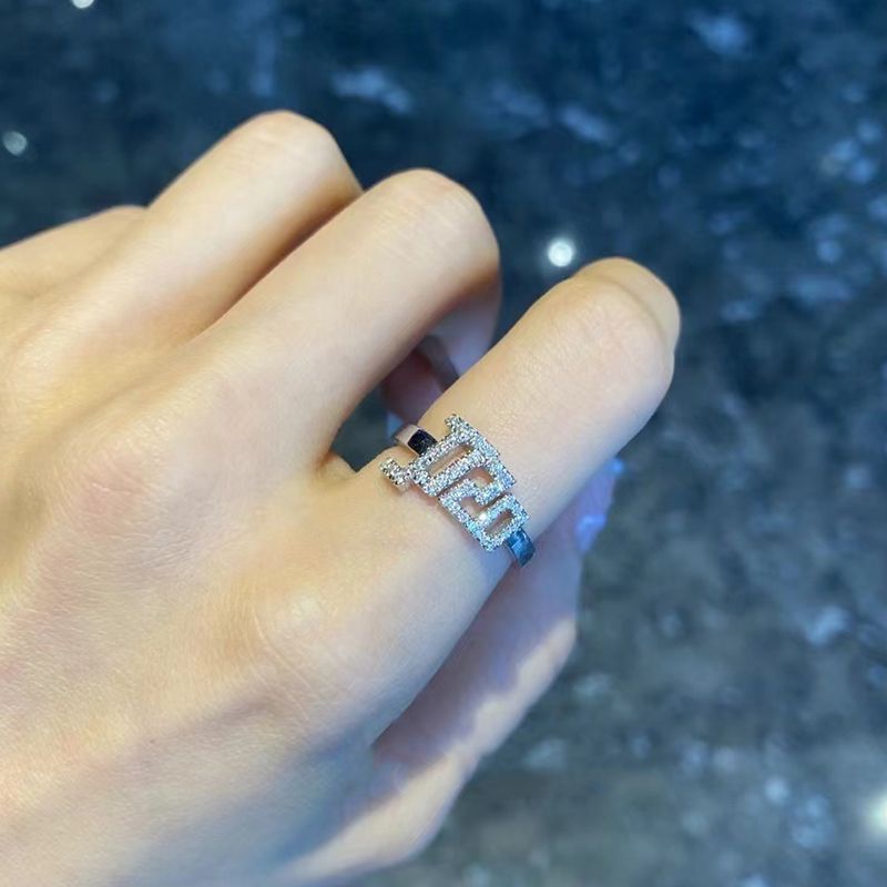 Nhẫn moissanite kẻ sọc thời trang JJ20 Lin Junjie - Phong cách độc đáo