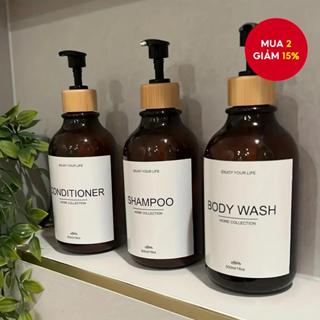  500ml Dầu Gội Hổ Phách Chai Trống Có Bơm Sữa Tắm Hộp Đựng Cho Tắm Phòng Tắm Dầu Gội Dầu Xả Bodywash Chai Desper 