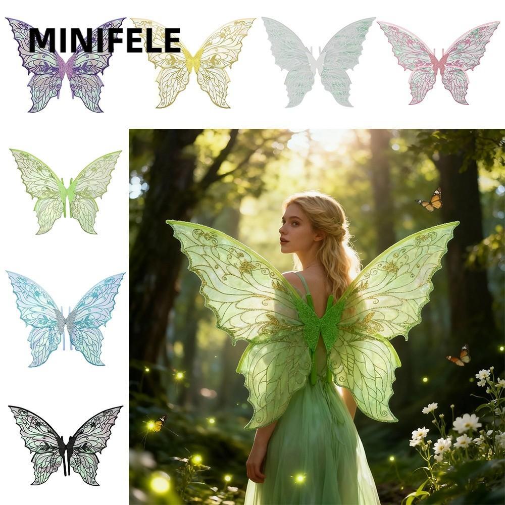 MINIFELE Fairy Wings, Organza Dress UP Angel Wings, Công chúa vui nhộn Cánh thiên thần lấp lánh Cánh
