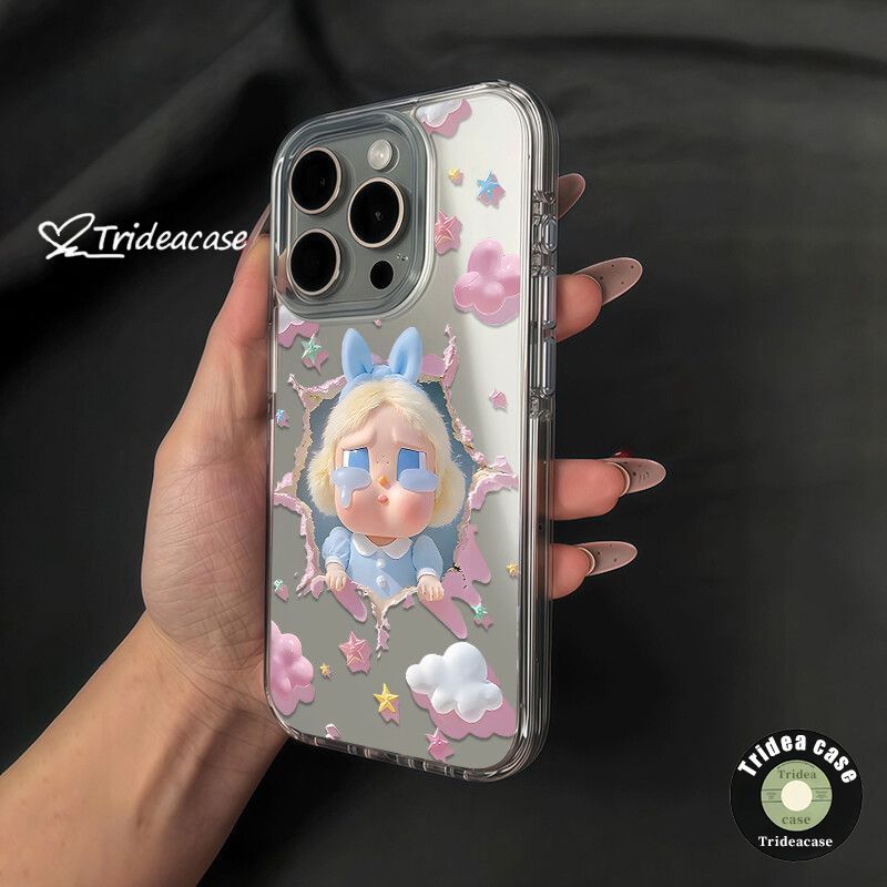 Ốp Lưng IPhone 13 17 16 11 14 15 12 Pro Max 8 7 16 15 Plus XR XS Max Ốp Lưng Trong Suốt Crybaby Nơ X