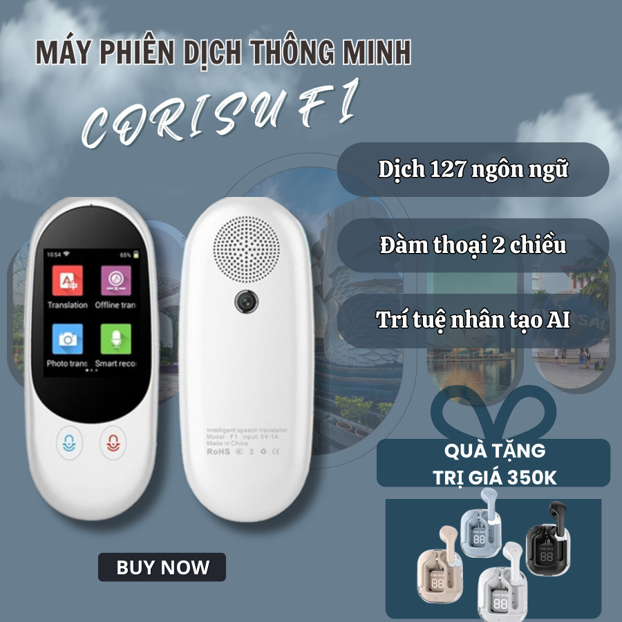 Máy Phiên Dịch Corisu F1, Dịch Trực Tiếp, Giọng Nói Cực Chuẩn Xác, Dịch Nhạy Không Cần Kết Nối Mạng 