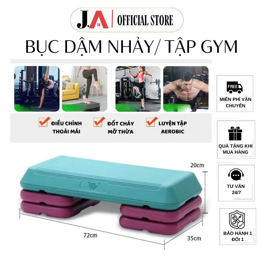 Bục Nhảy Aerobic Tập Gym Đa Năng, Dụng Cụ Thể Dục Đốt Mỡ, Chỉnh Chiều Cao, Chống Trượt, Tập Luyện Tạ