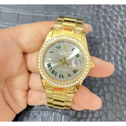 Đồng hồ Rolex Quét lịch chuyển động thứ hai Hiển thị Mặt số La Mã Dây đeo bằng thép không gỉ vàng 36