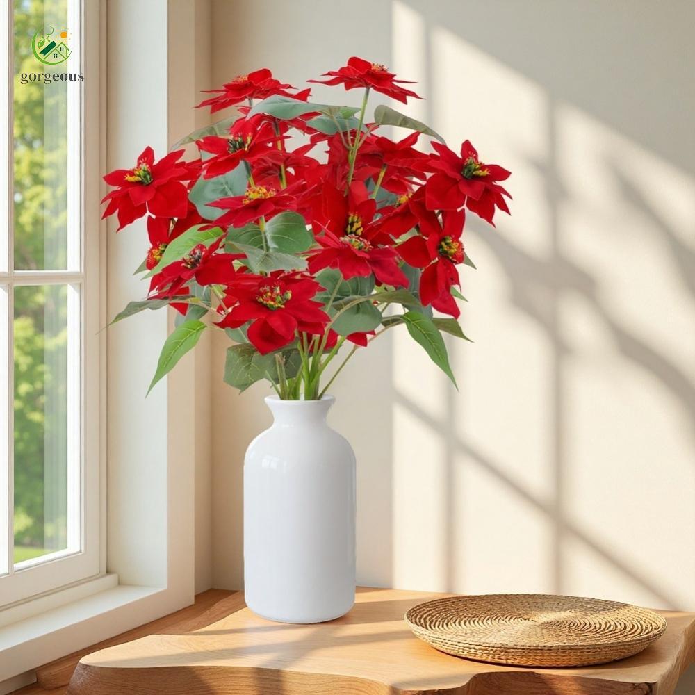 ⭐GROUS⭐Red Artificial Flower Bouquet for Home Decor Lightweight and Suitable for Tables