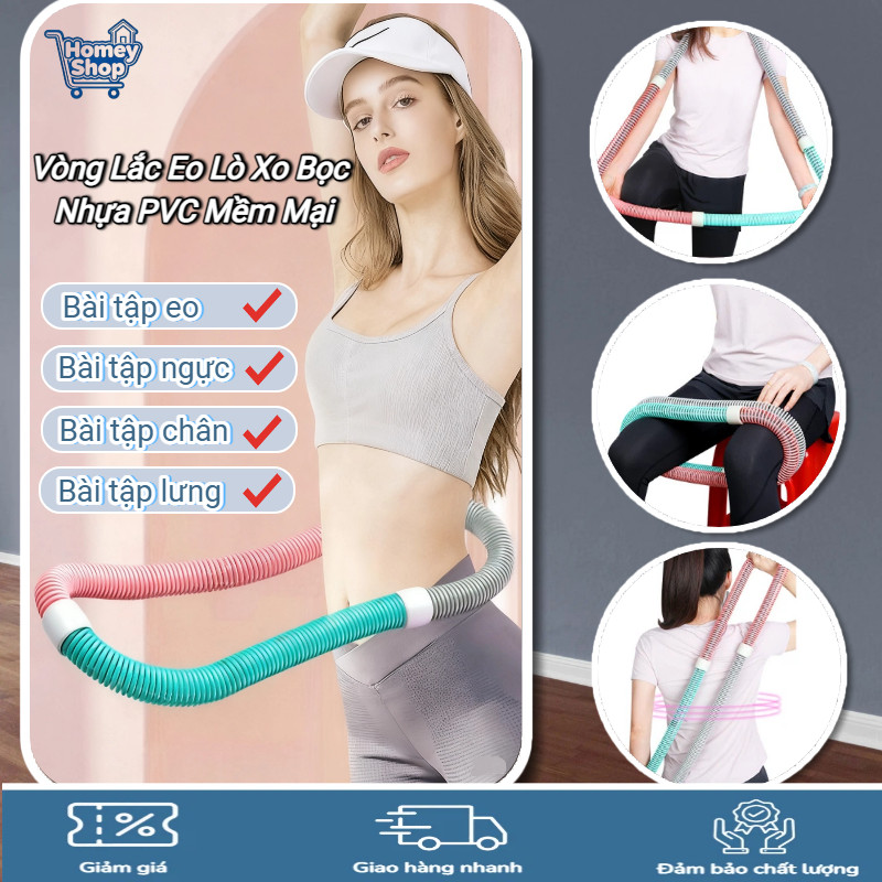 Vòng Lắc Eo Lò Xo Bọc Nhựa PVC Mềm Mại,Thiết Kế Gấp Gọn Đa Năng,Giảm Mỡ Bụng,Tạo Dáng Eo Thon Hiệu Q
