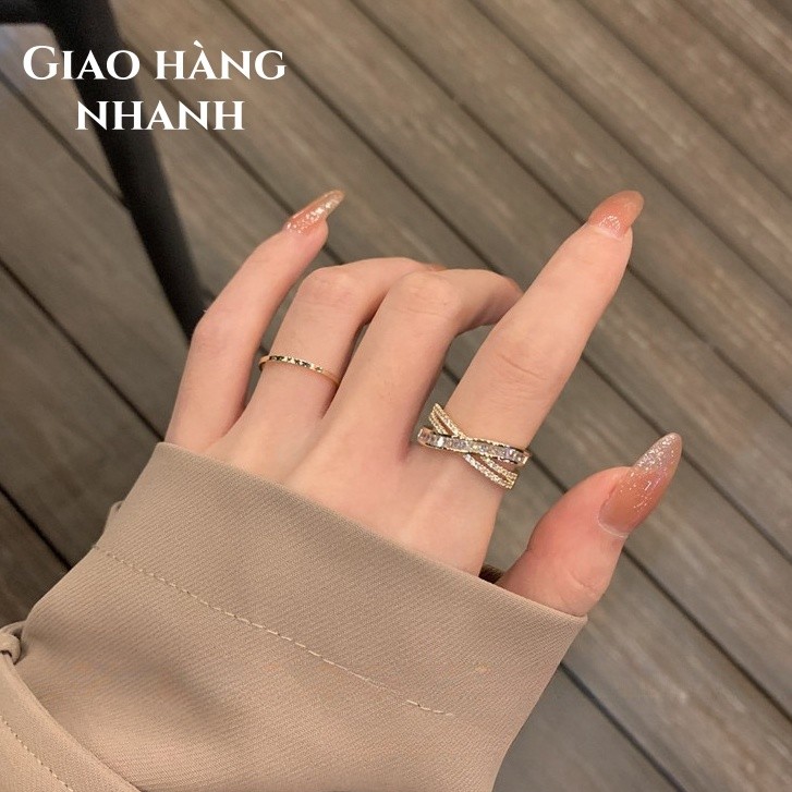 Việt Nam 1 Ngày Giao💕 Zircon nữ vòng mở thiết kế cao cấp cảm giác nữ vòng mạ vàng vòng