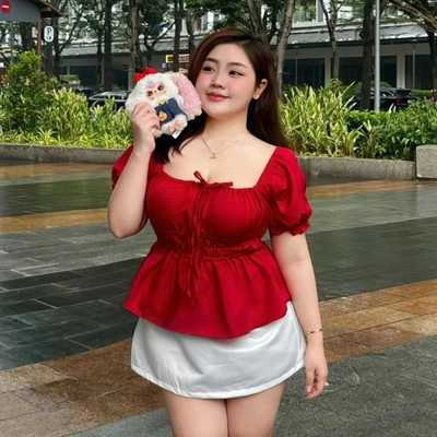Áo Babydoll Bigsize Nữ Áo Kiểu Dáng Peplum Vạt Xòe Nhún Chun Eo Dễ Thương Cho Chubby A282/A364