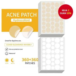  720 Miếng dán Hỗ trợ giảm mụn Kaki trong suốt và nhẹ 360 + 360 các kích cỡ khác nhau Thích hợp cho mụn khác nhau Miếng dán vô hình Phải có để trang điểm Dễ sử dụng và thoải mái 