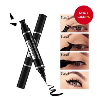  Langmanni 1 Bút Kẻ Mắt 2In1 Bút Chì Chống Thấm Nước Màu Đen Hai Đầu Chất Lỏng Bút Kẻ Mắt Bút Chì Bút Kẻ Mắt Tem Dễ Trang Điểm 