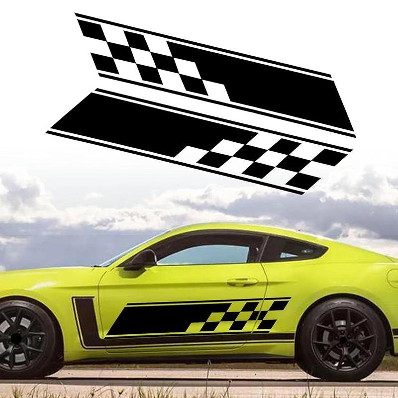 1 Cặp Đua Cờ Rô Sọc Vinyl Decal Ô Tô Checkered Chống Thấm Nước Miếng Dán Checkered Trang Trí Miếng D