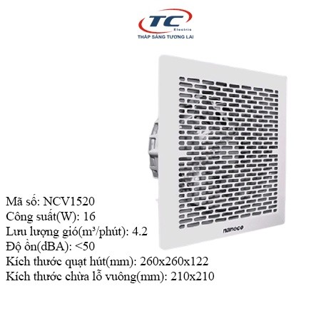 Quạt hút âm trần không có ống dẫn Nanoco NCV1520