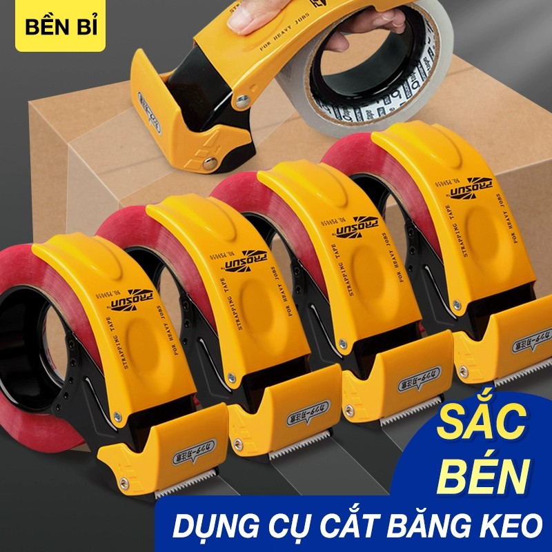 Dao cắt băng keo siêu bền, dụng cụ đóng gói cầm tay đa năng với lưỡi kim loại chống gỉ sắc bén, thanh bảo vệ