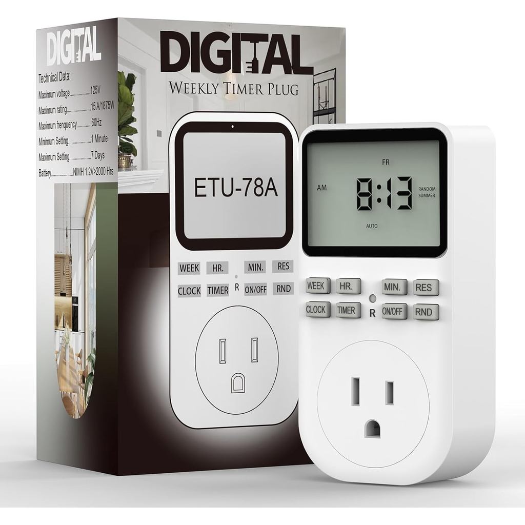 Cắm công tắc hẹn giờ Oulet kỹ thuật số 7 ngày / 24 giờ lập trình hàng ngày hàng tuần với chế độ bảo 