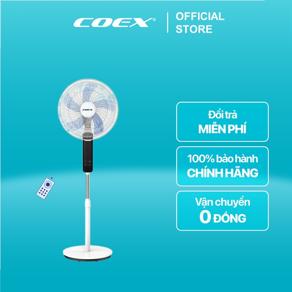 [COEX OFFICIAL-Ship 0đ] Quạt cây 5 cánh Coex CF-7120A (Màu trắng đen, Điều khiển từ xa)