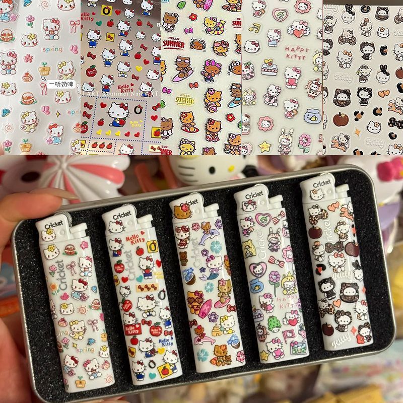 Mùa Hè Grassshopper diy Dán Sanrio Full Set Kitty Kitty Kitty Làm Móng Tay Ba Chiều Dính Trang Trí 2