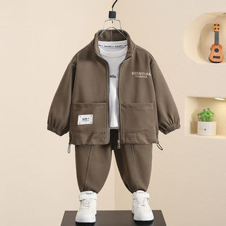 Bộ hai mảnh lót lông cừu cho bé trai 2025 Bộ trang phục ấm áp mùa đông Áo Hoodie & quần chạy bộ hợp thời trang