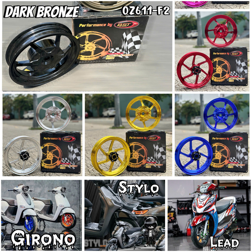 VÀNH MÂM LEAD 125 ( 4 VALVE ) , GIORNO 125 , STYLO SCOPPY  - 12 INCHES  BST racing RIM OZ611-F2 tpro