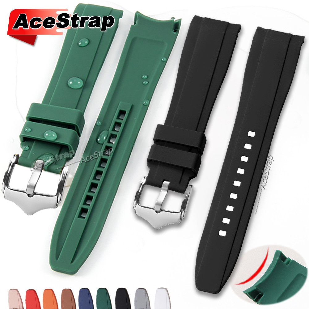 Dây đeo silicon thể thao kết thúc cong 20mm 22mm Dây đeo đồng hồ Vòng đeo tay cao su dành cho nam nữ