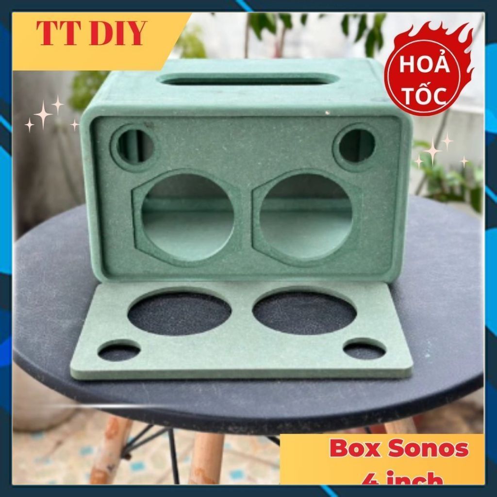 [TT Diy] Mẫu Box,Thùng Loa Sonos 2.0 Củ Loa 4 inch KT 33x20x22 Bo Góc Siêu Tròn