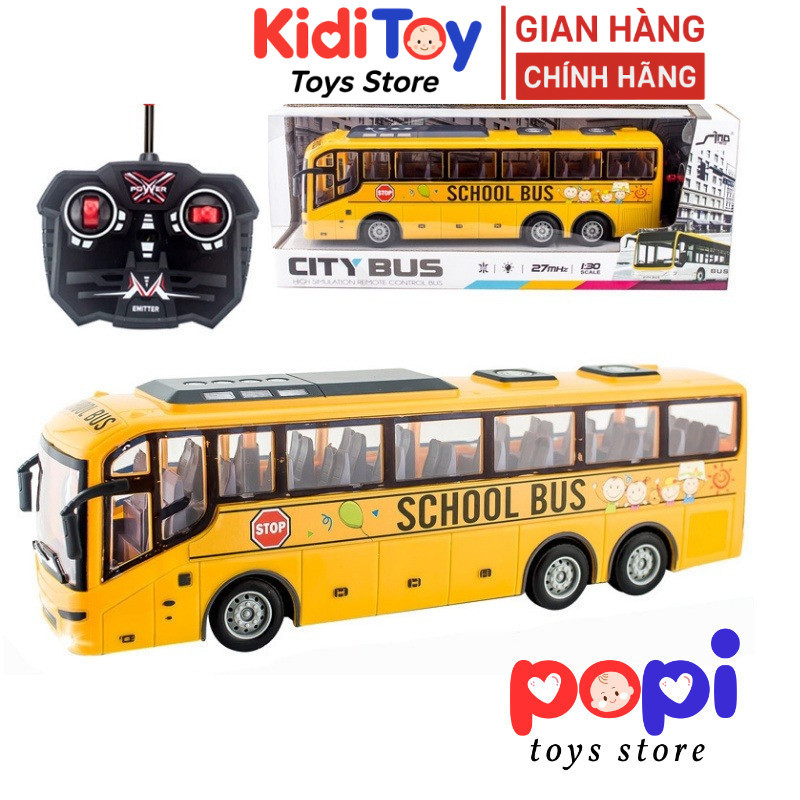 Xe Ô Tô School Bus Điều Khiển Từ Xa 27MHz – Mô Hình Bằng Nhựa, Có Đèn Sáng, Dùng Pin AA
