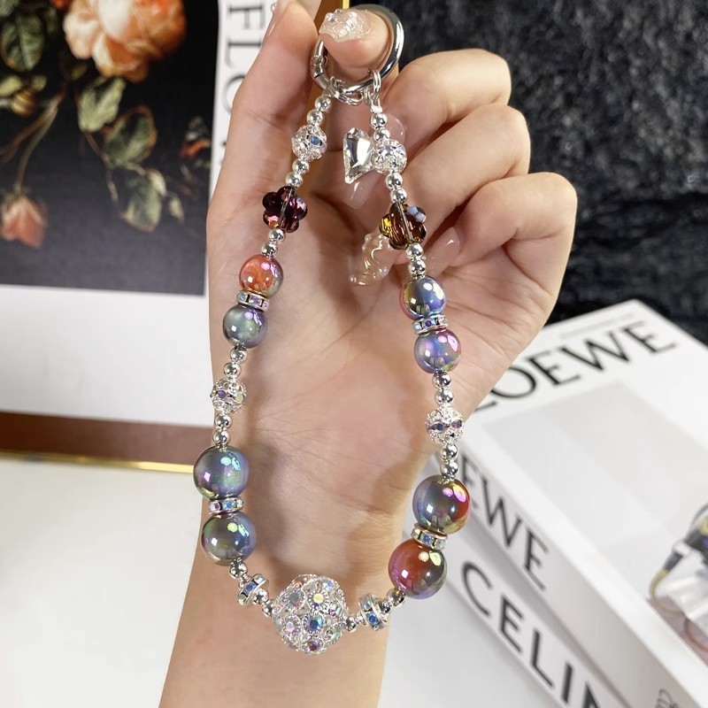 Ins Style Cao cấp đính cườm Gradient Love Gem Dây chuyền điện thoại di động