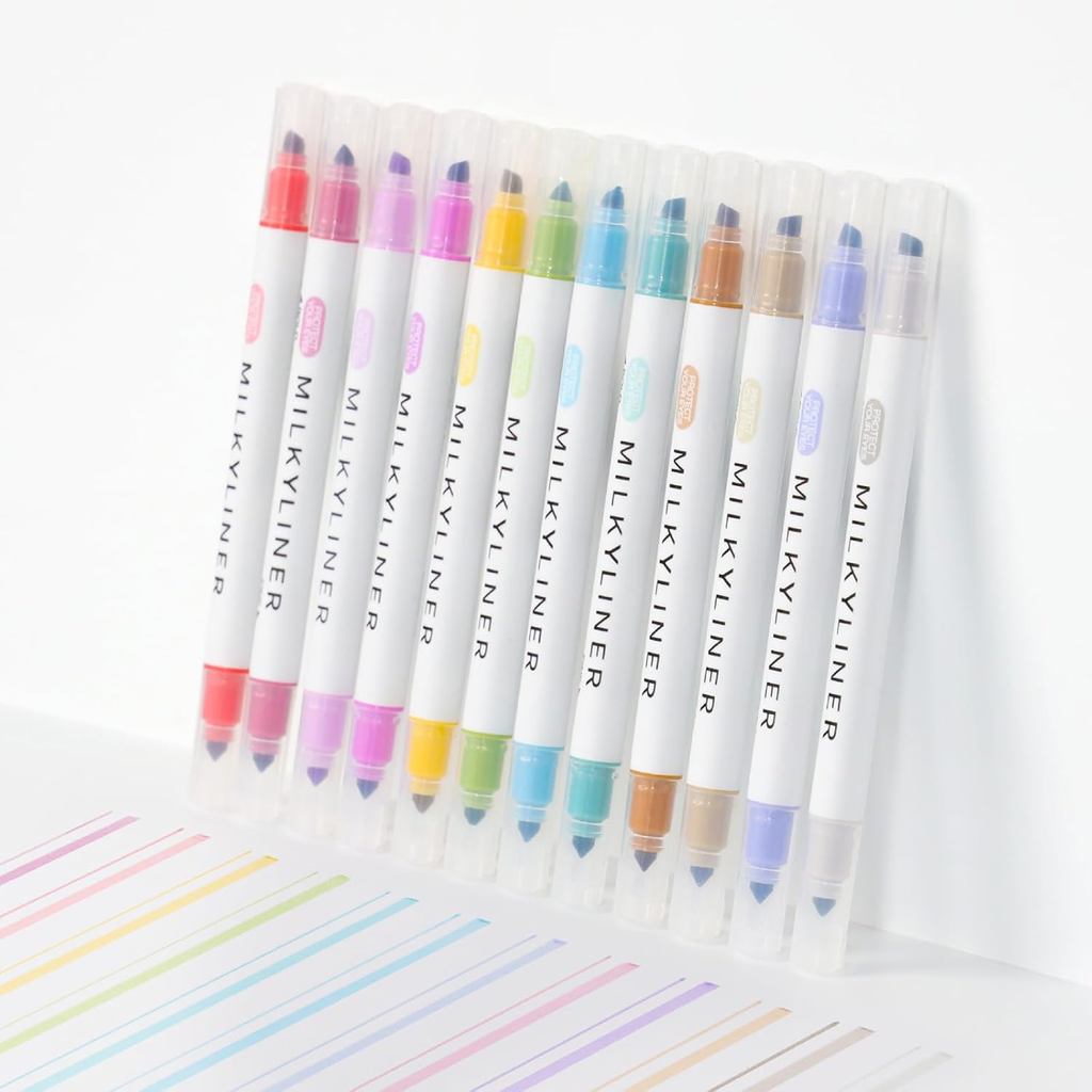 Pastel Highlighters, 12 màu sắc cổ điển, Dual Tip No Bleed Bible Highlighters, Quick Dry Highlighter