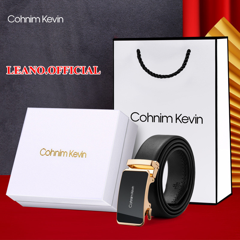Thắt lưng nam da Cohim kevin, Dây nịt nam da mặt khóa vân carbon LEANO