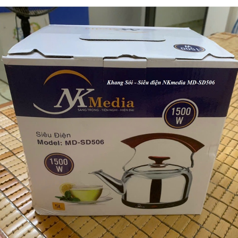 Ấm Siêu Tốc Điện Cỡ Lớn MD-SD506 NK Media 5 lít - Hàng Chính Hãng Bảo hành 12 tháng