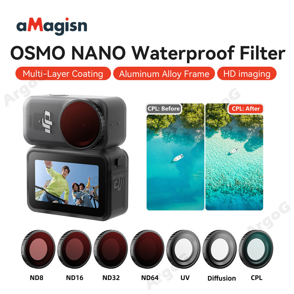 aMagisn Kính lọc cho DJI Osmo Nano UV CPL ND8 ND16 ND32 ND64 1/4 Black Mist Khung Nhôm Chống Nước Ph