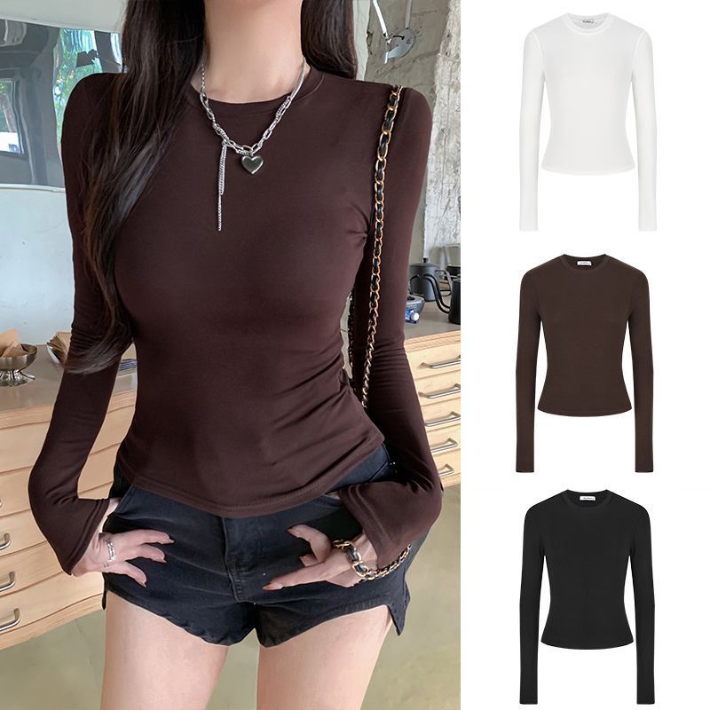 Lớp cơ sởMosesQueen Base LayerMosesQueen / Mose Queen Retro Nghẹt Thiết kế eo Slim-fit Áo thun dài t