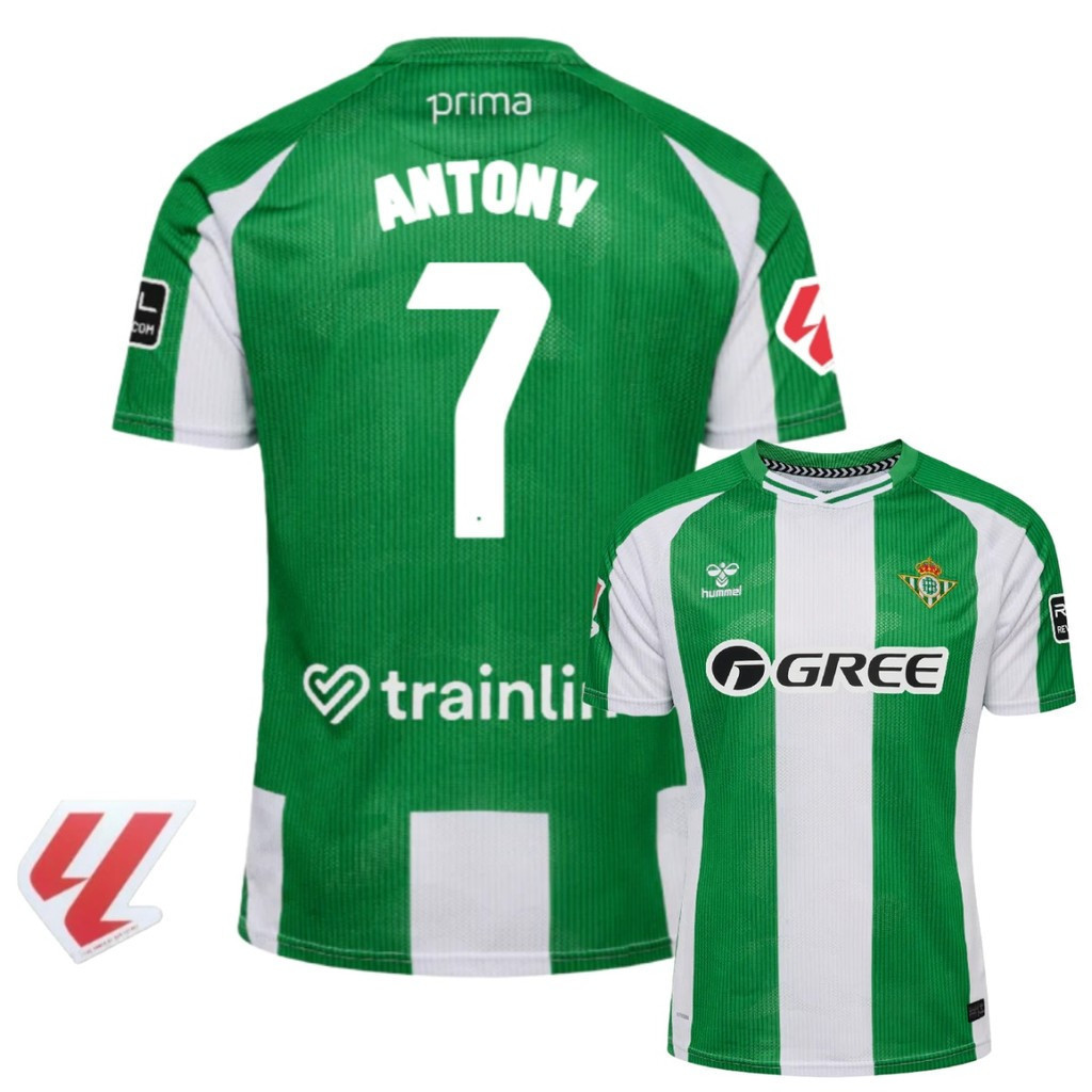 Áo bóng đá nam Real Betis mẫu mới, áo thun số 7 Antony