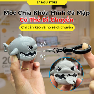 Móc khoá siêu dễ thương móc cài balo túi xách cá mập cắn cáp co rút đáng yêu mặt dây rút hoạt hình hình hình
