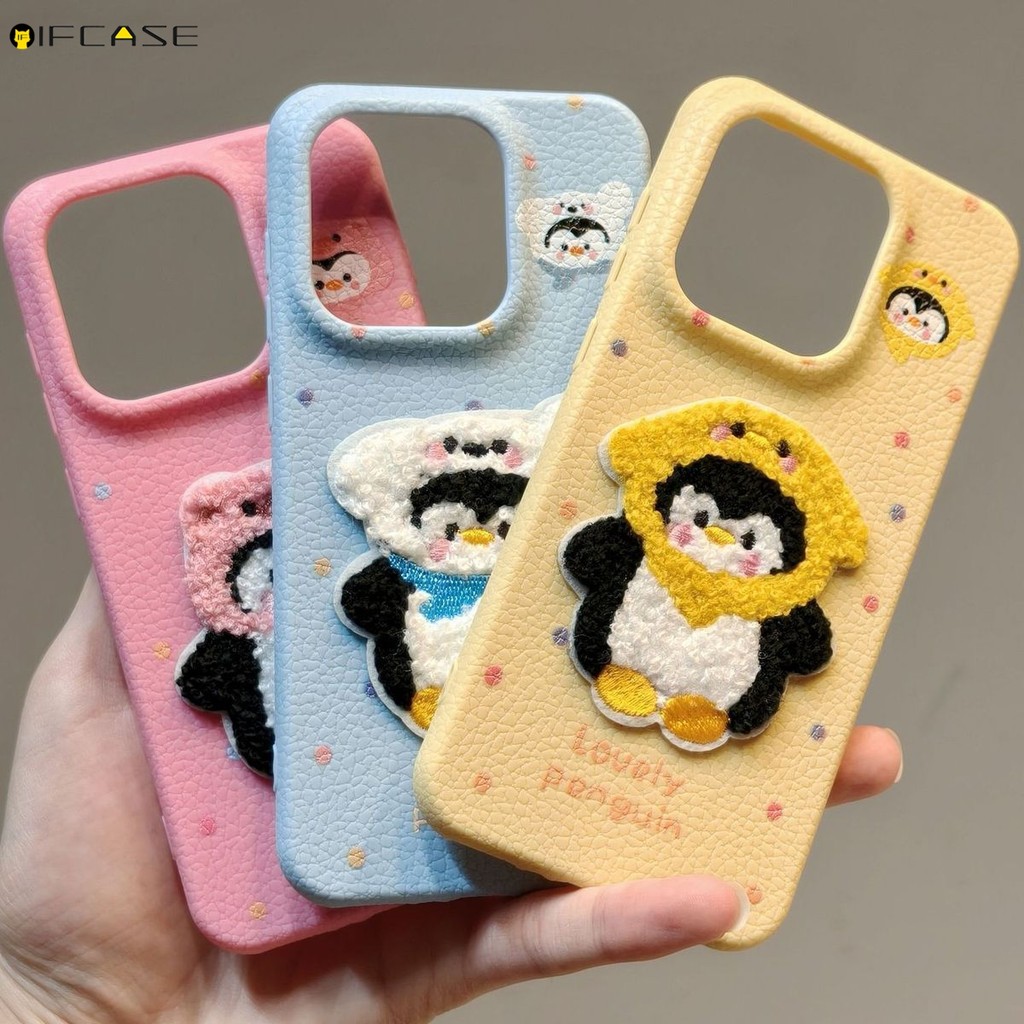Dành Cho Meizu 22 Meizu22 Ốp lưng 3D Sang Trọng Thêu Chim Cánh Cụt Chó Con Lợn Mùa Đông Hoạt Hình Dễ