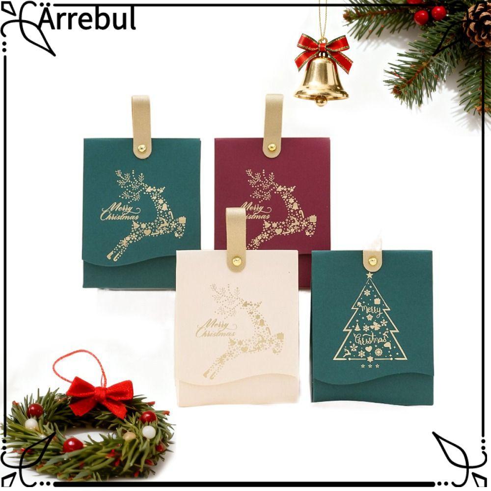 ARREBUL 10 Chiếc Hộp Giáng Sinh, Tay Cầm Bằng Da Cây Giáng Sinh Túi Đựng Kẹo Giáng Sinh, Hộp Giáng S