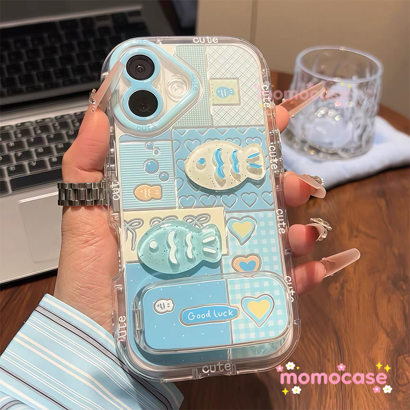 Vỏ Puff Bề Mặt Gương Cho IPhone 14 13 11 12 17 15 16 Pro Max Air 8 14 7 15 16 6 Plus XR XS X MAX Cá 