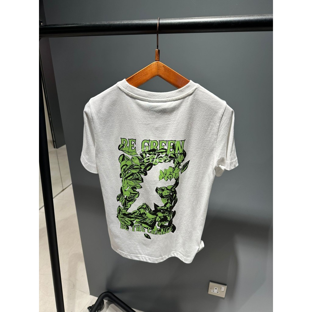 Áo thun cặp đôi in hình khủng long bằng vải Cotton Agnes B