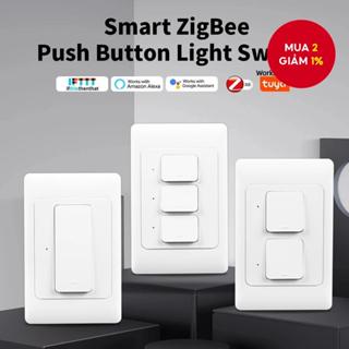   Công tắc tường đèn thông minh WiFi Zigbee Tuya Nút nhấn công tắc vật lý 100-240V 1 2 3 công tắc Điều khiển từ xa với Alexa Google Home 