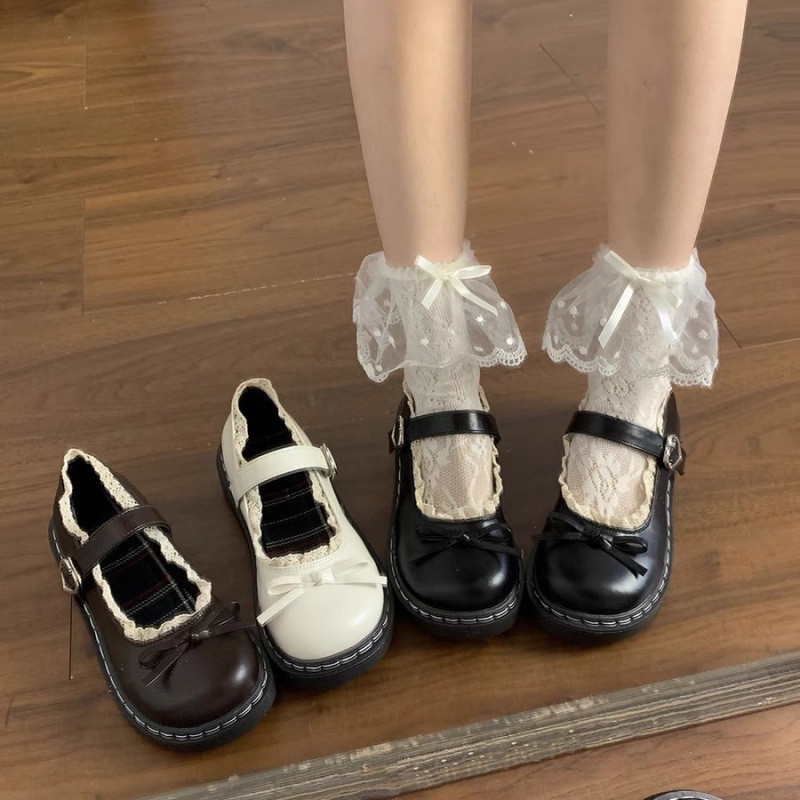 Round Toe Mary Jane Leather Shoes Spring and Autumn New French Style Skirt Soft Girl Shoes Rijc