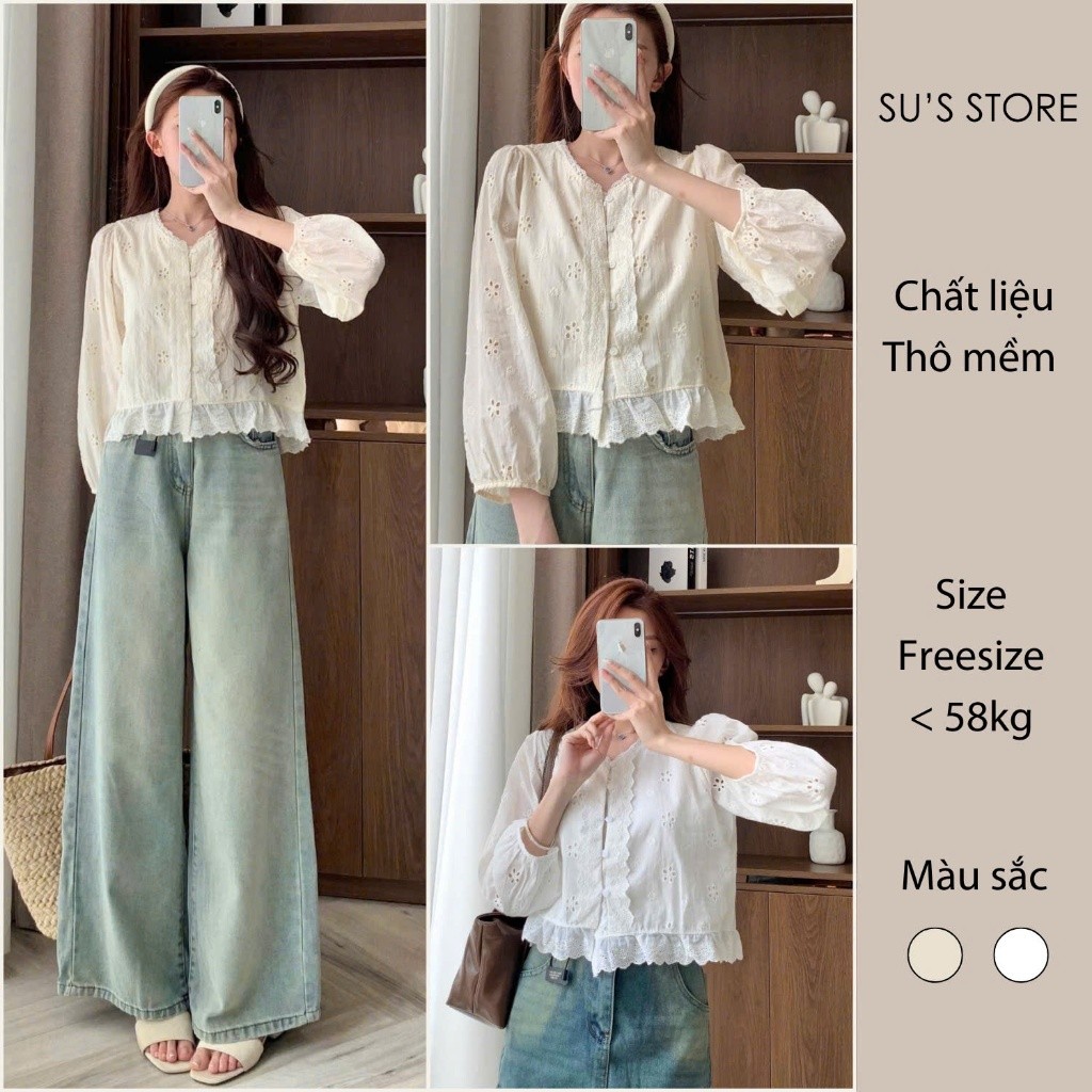 Áo Babydoll Thô Ren Croptop Viền Bèo Nữ Tính Susstore A3028 Thời Trang Nữ